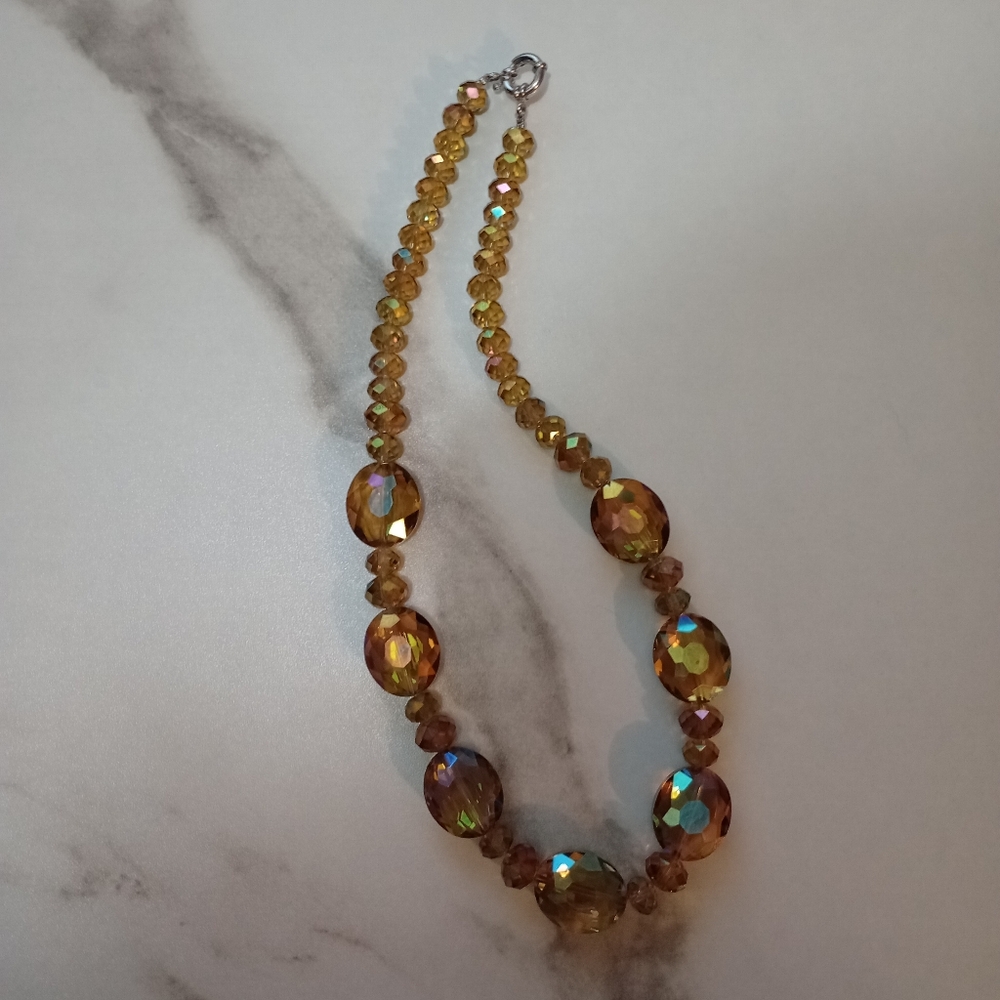Hand Crafted Amber Colored Necklace with Elegant Design